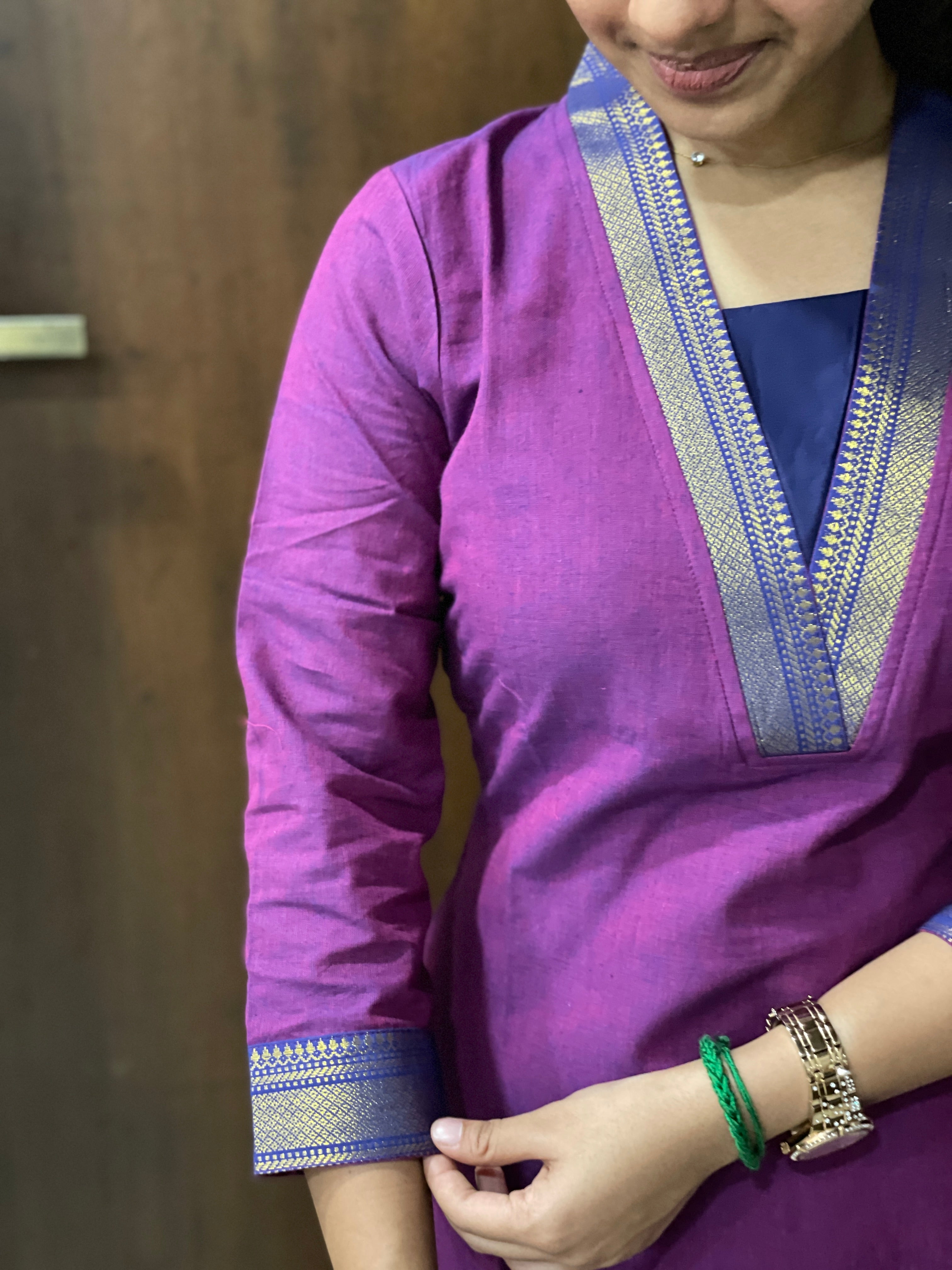 Purple blue Kanchi cotton kurti