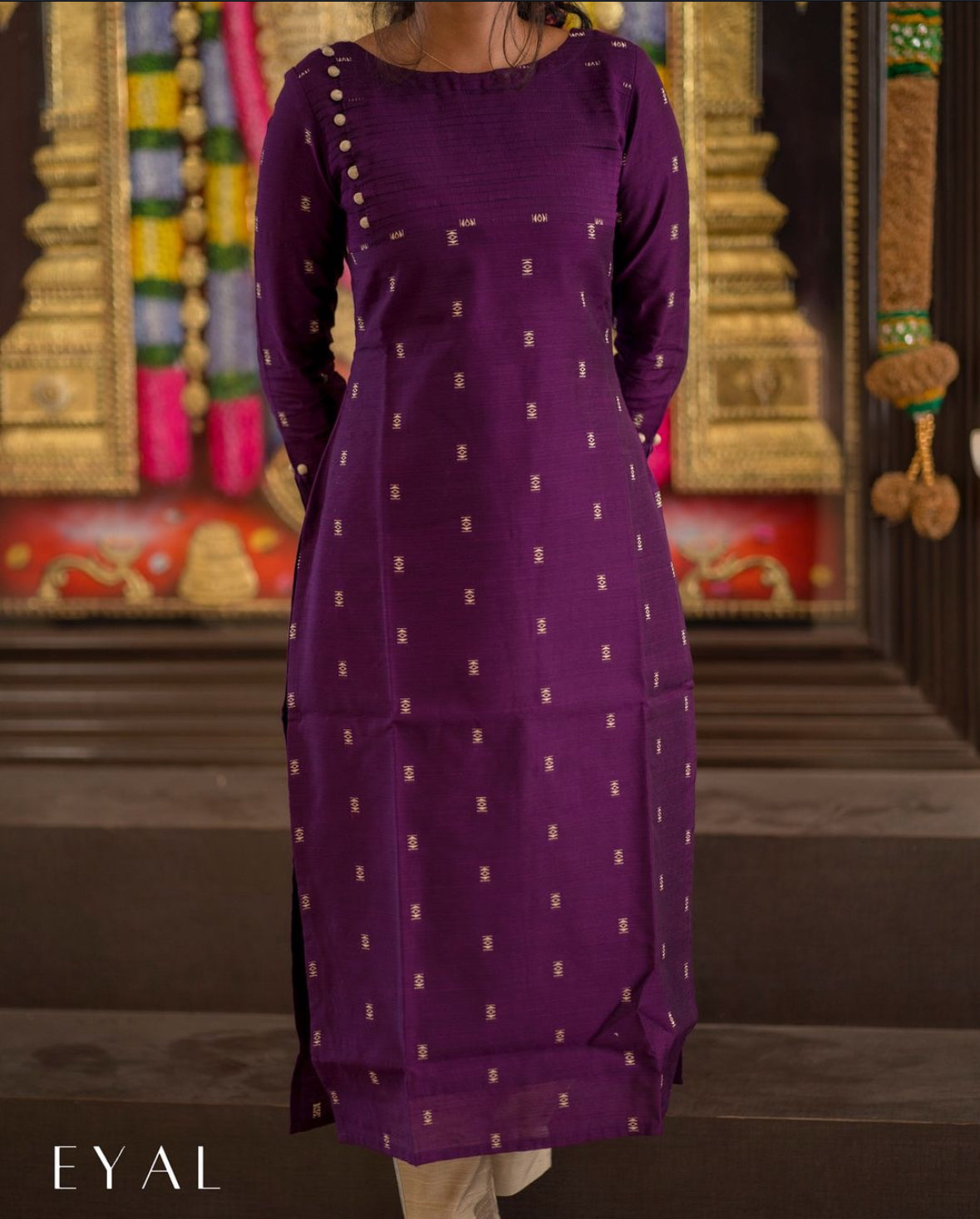 Purple 3 pc raw silk kurta set  -1288