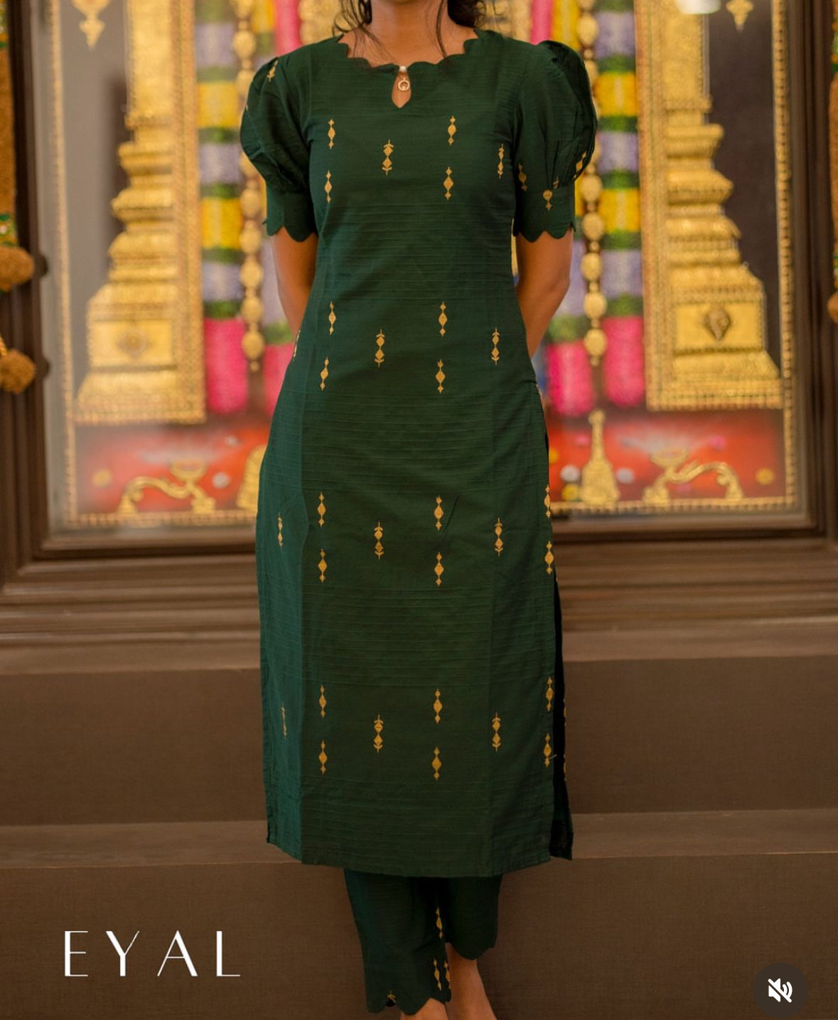 Green raw silk kurta set-1267