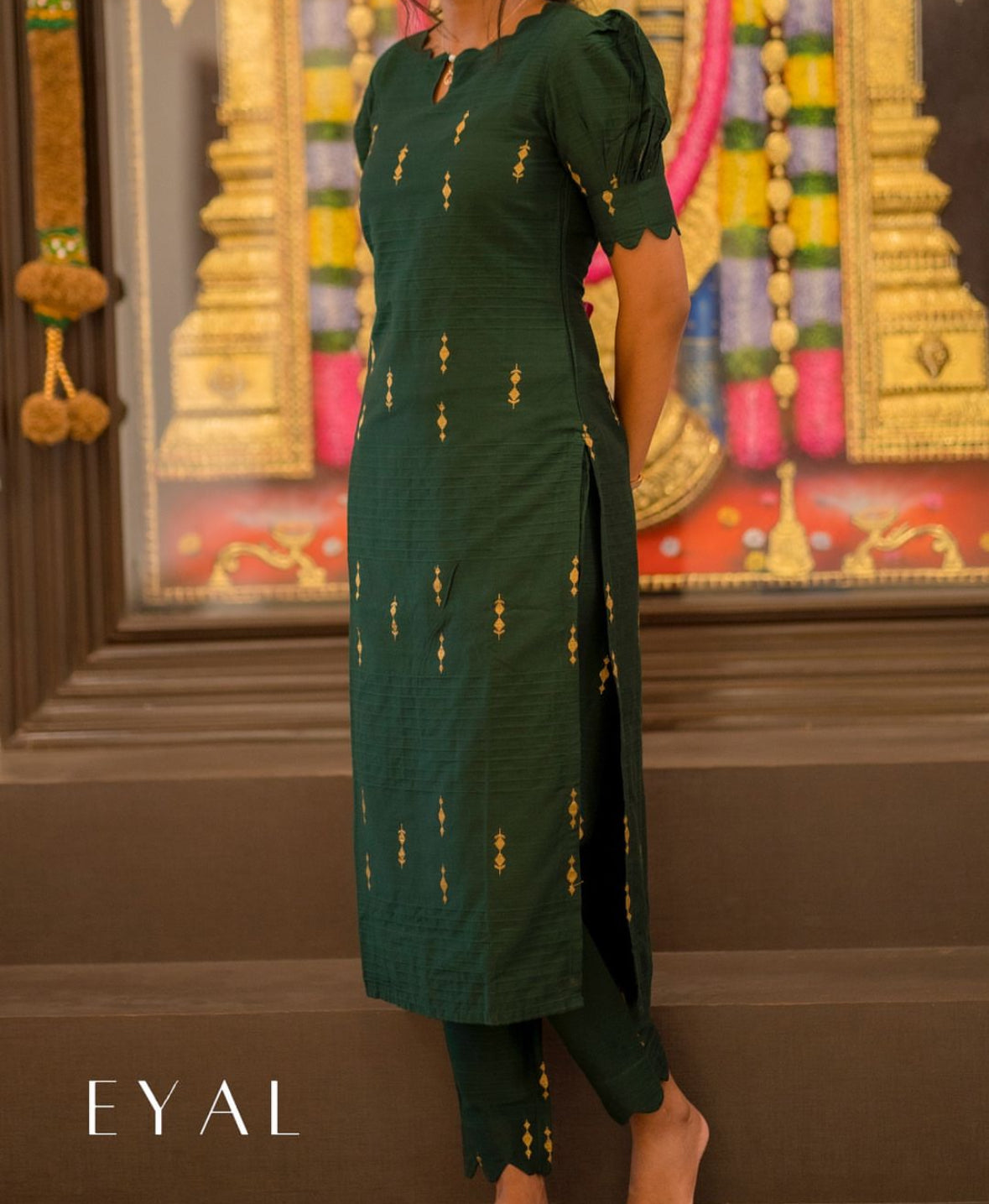 Green raw silk kurta set-1267